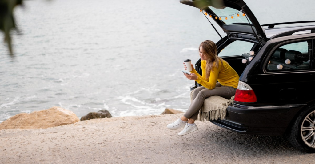 Woman relaxing by the sea